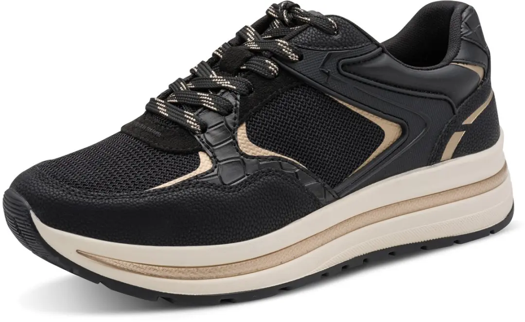 Tamaris damessneaker 1-23735-47-098 Dames low-top plateau-schoenen zwart