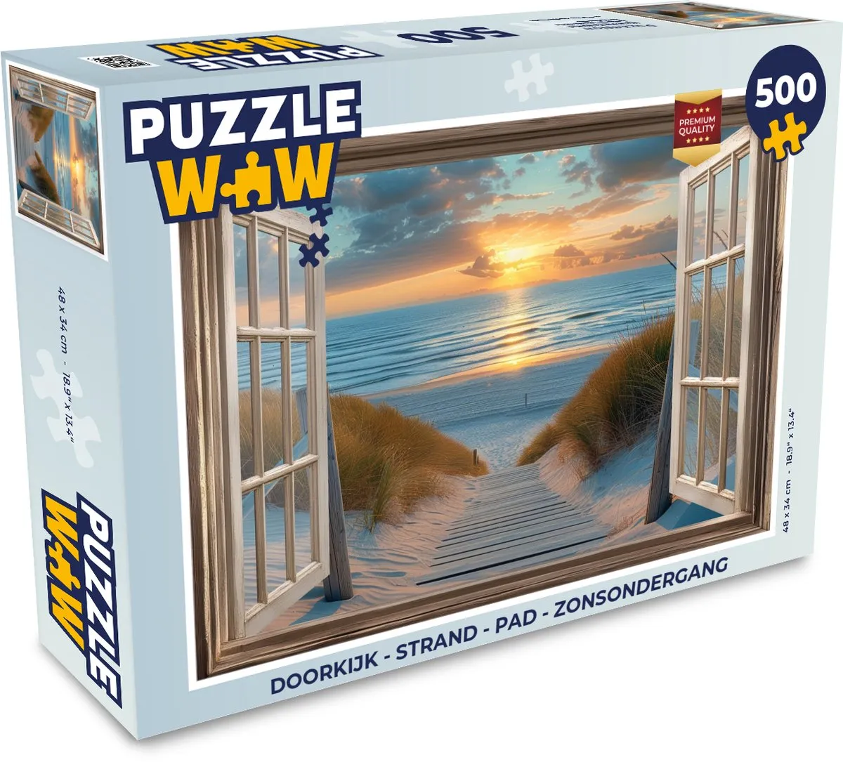 PuzzleWow Doorkijk Strand Pad Zonsondergang Legpuzzel 500 Stuks