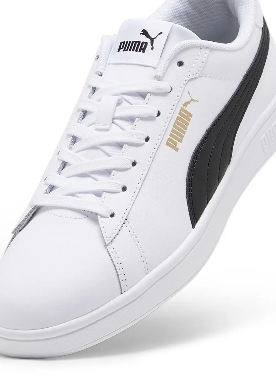 PUMA Smash 3.0 L Sneakers - 46 - Witte/Zwarte/Gouden