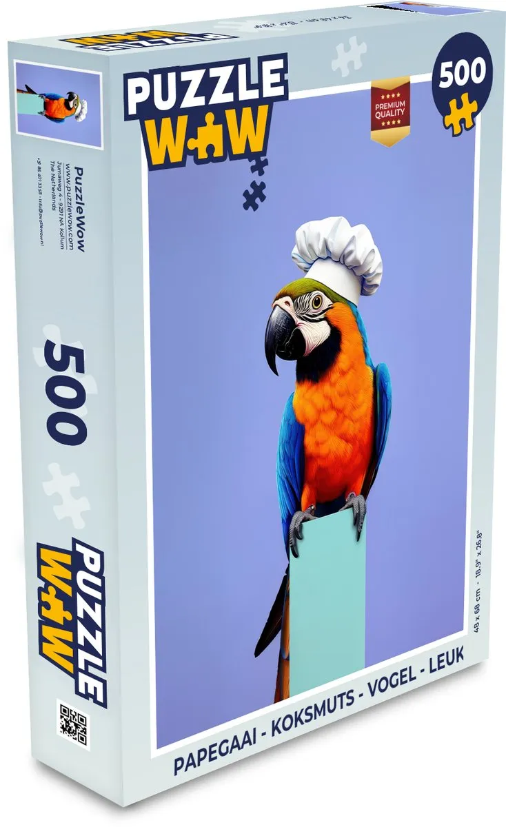 PuzzleWow Papegaai Koksmuts Legpuzzel 500 Stuks