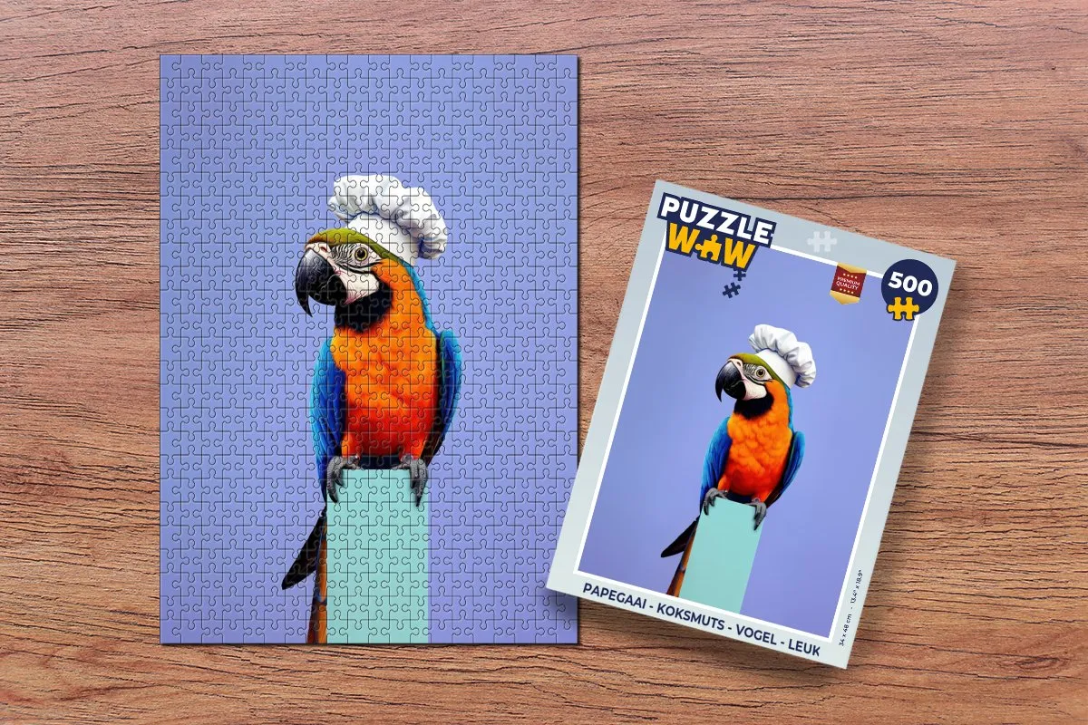 PuzzleWow Papegaai Koksmuts Legpuzzel 500 Stuks - Paars