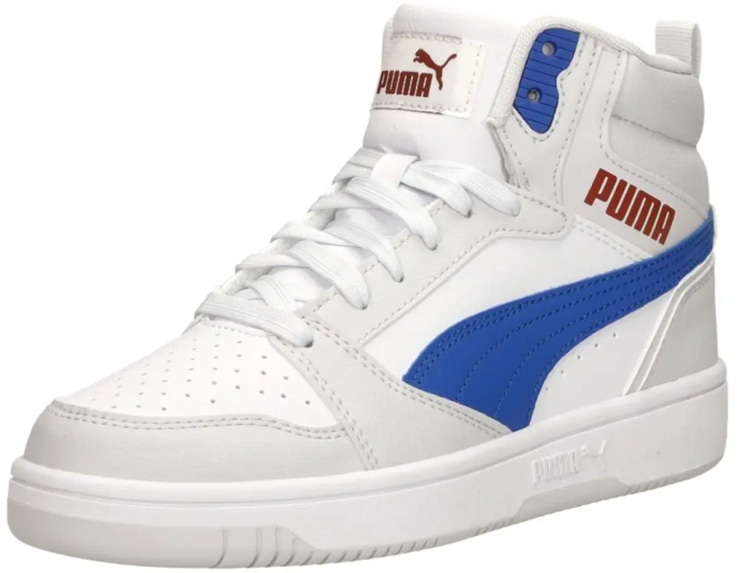 PUMA Puma Rebound V6 Mid Jr Unisex Sneakers - PUMA White-Vivid Blue-Feather Gray - afbeelding 3 van 6