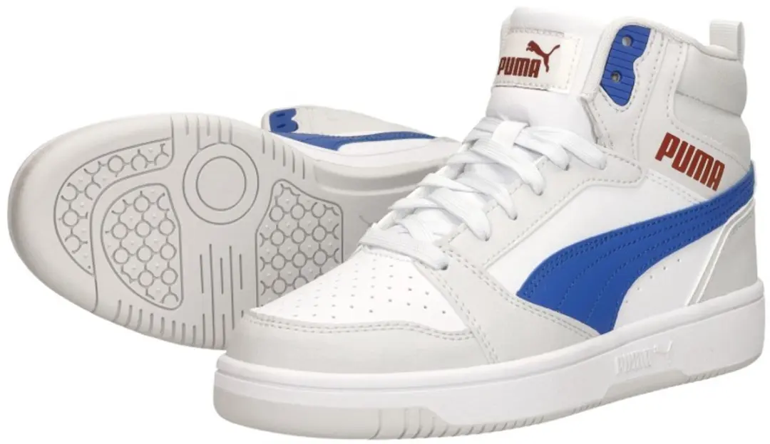 PUMA Puma Rebound V6 Mid Jr Unisex Sneakers - PUMA White-Vivid Blue-Feather Gray - afbeelding 6 van 6