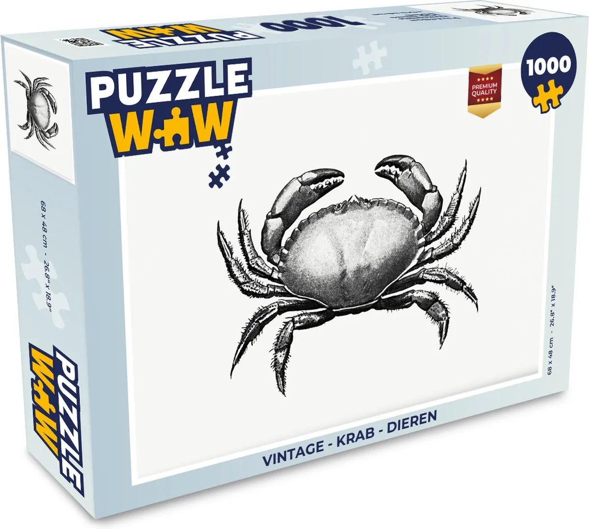 PuzzleWow Vintage Krab Legpuzzel 1000 Stuks - Multicolor