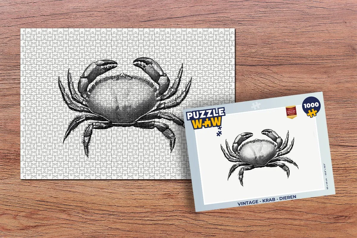 PuzzleWow Vintage Krab Legpuzzel 1000 Stuks - Multicolor