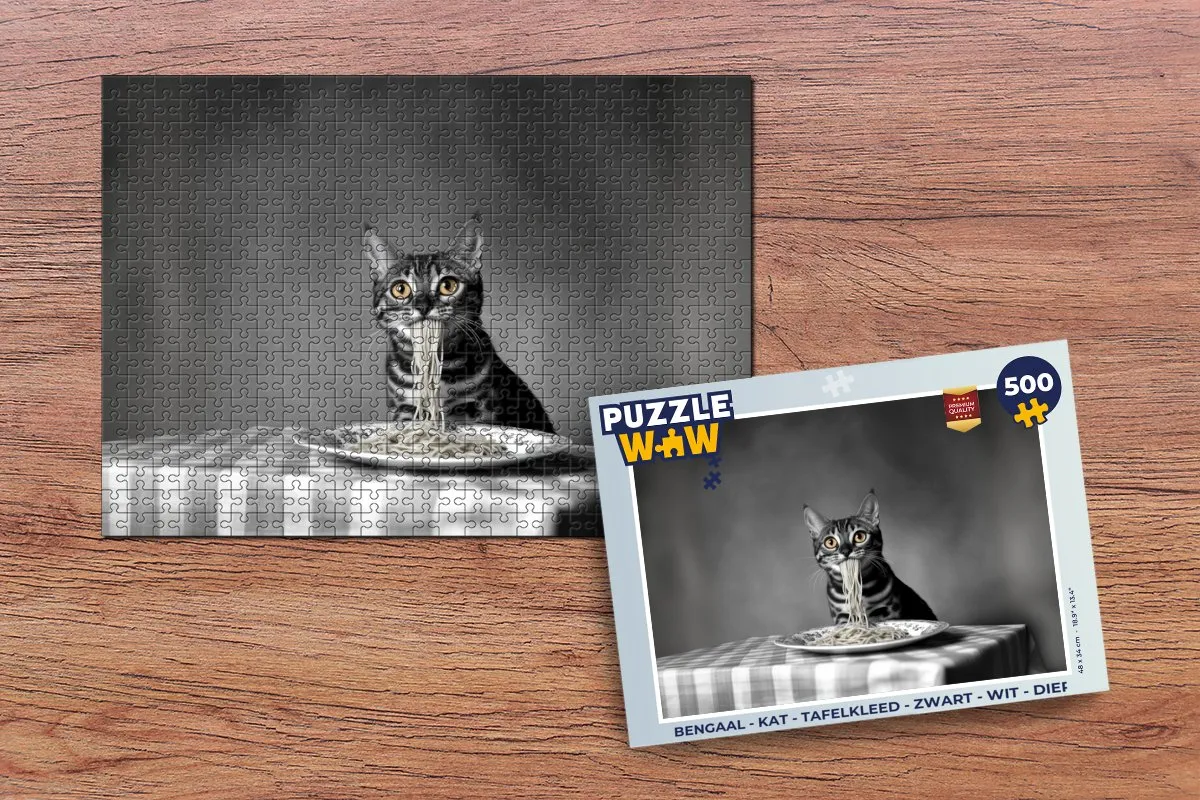 PuzzleWow Bengaal Kat Legpuzzel 500 Stuks - Tafelkleed