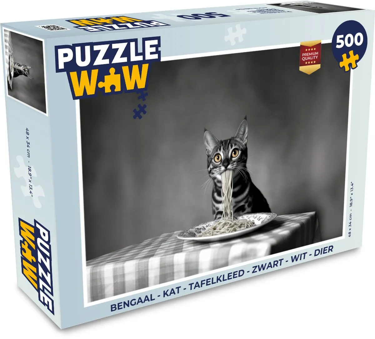 PuzzleWow Bengaal Kat Legpuzzel 500 Stuks - Tafelkleed