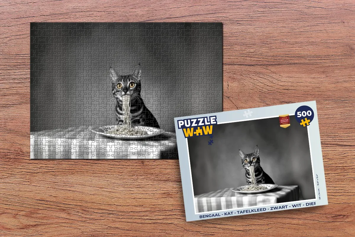 PuzzleWow Bengaal Kat Legpuzzel 500 Stuks - Tafelkleed