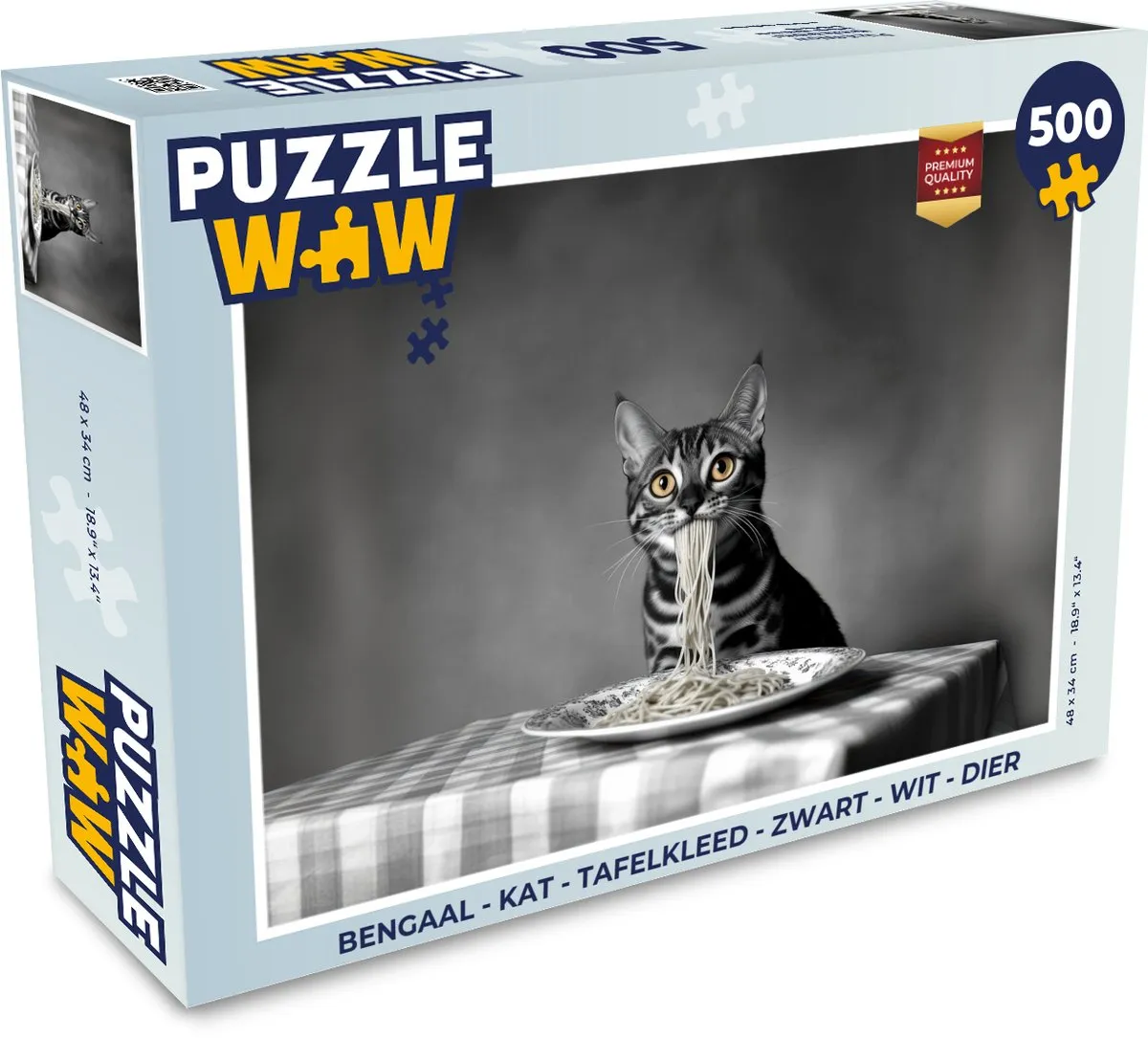 PuzzleWow Bengaal Kat Legpuzzel 500 Stuks - Tafelkleed