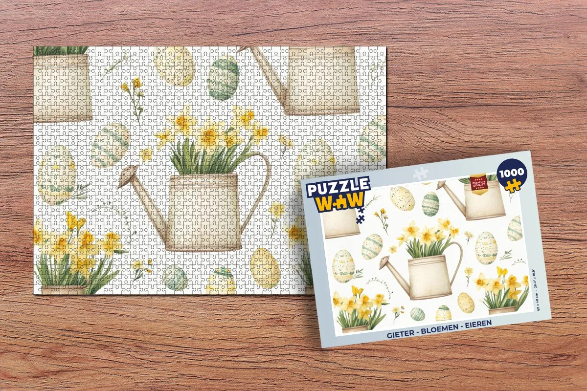 PuzzleWow Gieter Bloemen Eieren Legpuzzel 1000 Stuks - Lente/Narcis