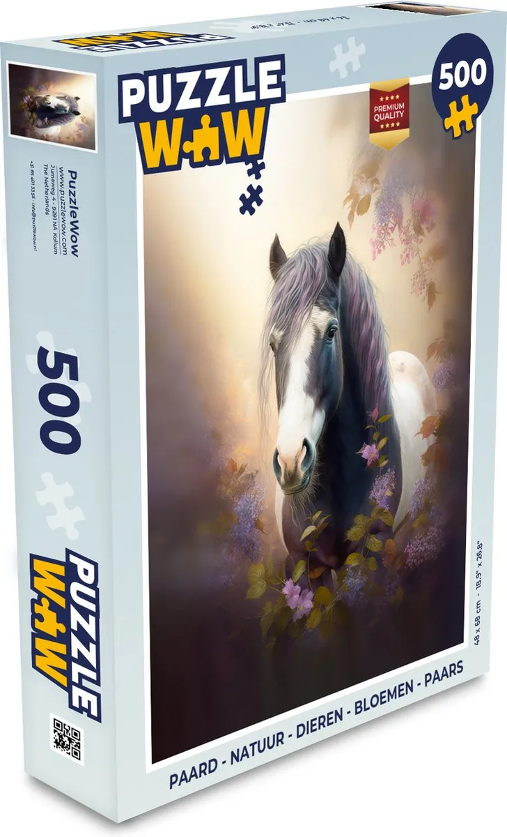 PuzzleWow Paard Natuur Dieren Bloemen Legpuzzel 500 Stuks