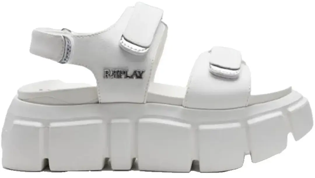 Replay Nusty Velcro Platform Sandalen Wit EU 39 Vrouw