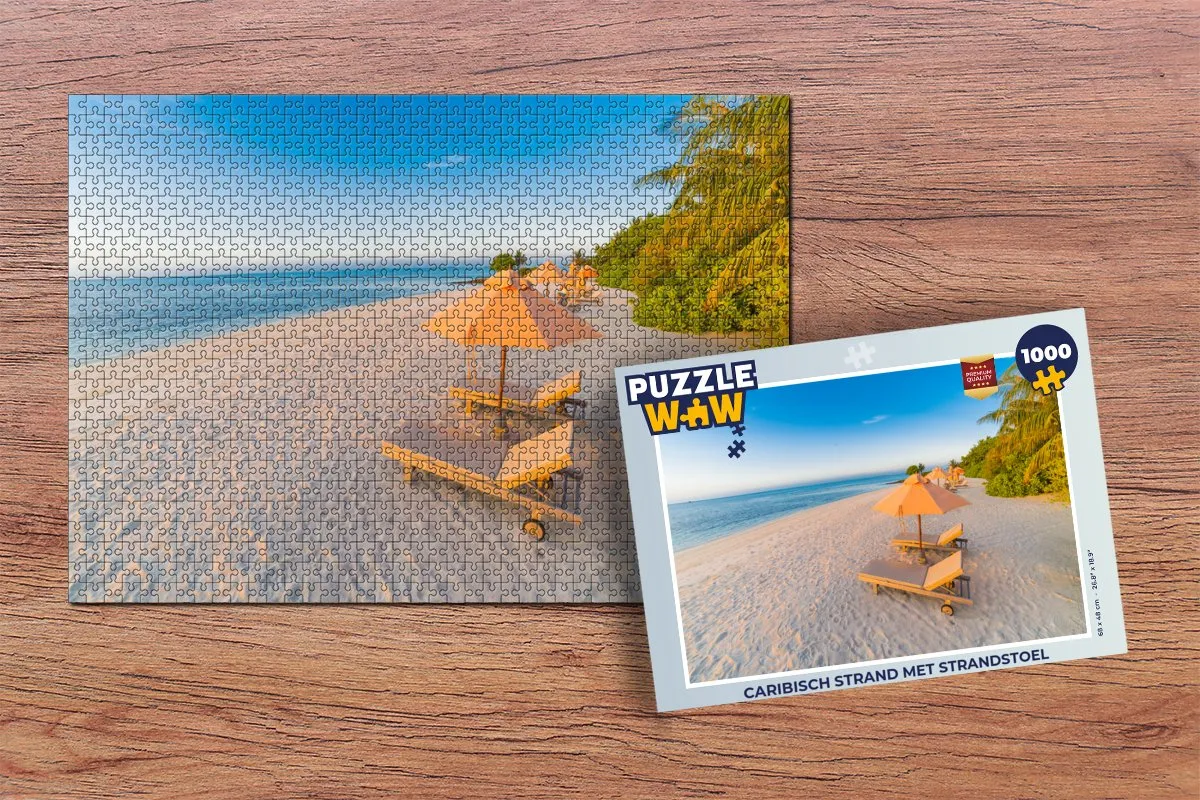PuzzleWow Caribisch Strand Legpuzzel 1000 Stuks - Multicolor