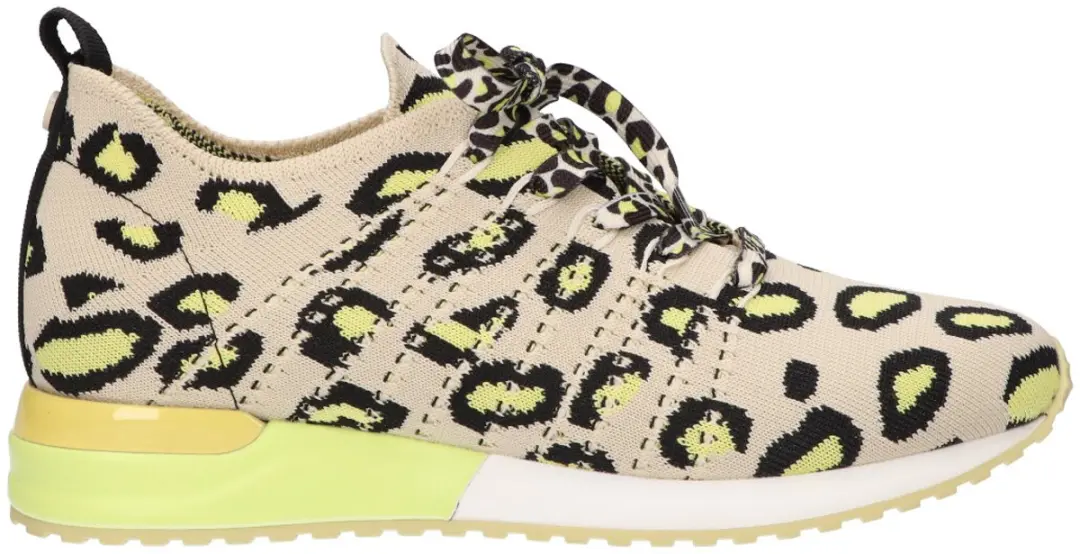 La Strada Sneaker Beige Geel Leopard Knitted