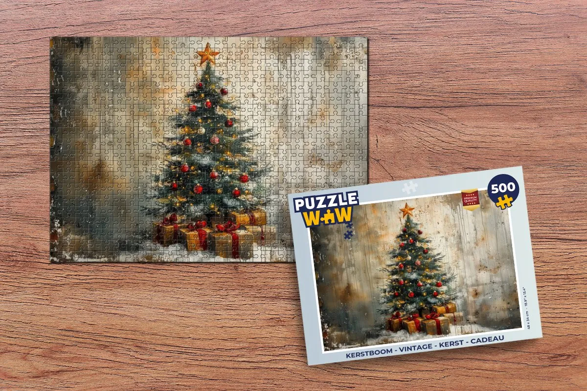 PuzzleWow Kerstboom Legpuzzel 500 Stuks - Vintage