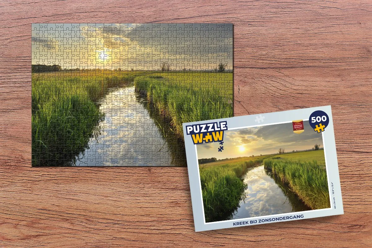 PuzzleWow Legpuzzel Kreek bij Zonsondergang 500 Stuks - Multicolor