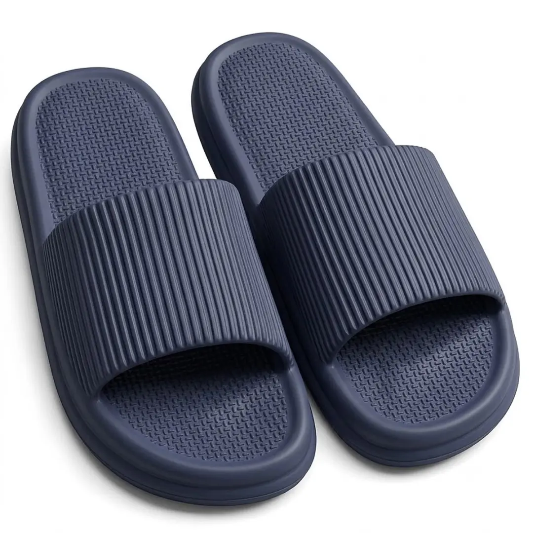 Marineblauwe badslippers unisex EVA slippers open teen antislip slippers voor da