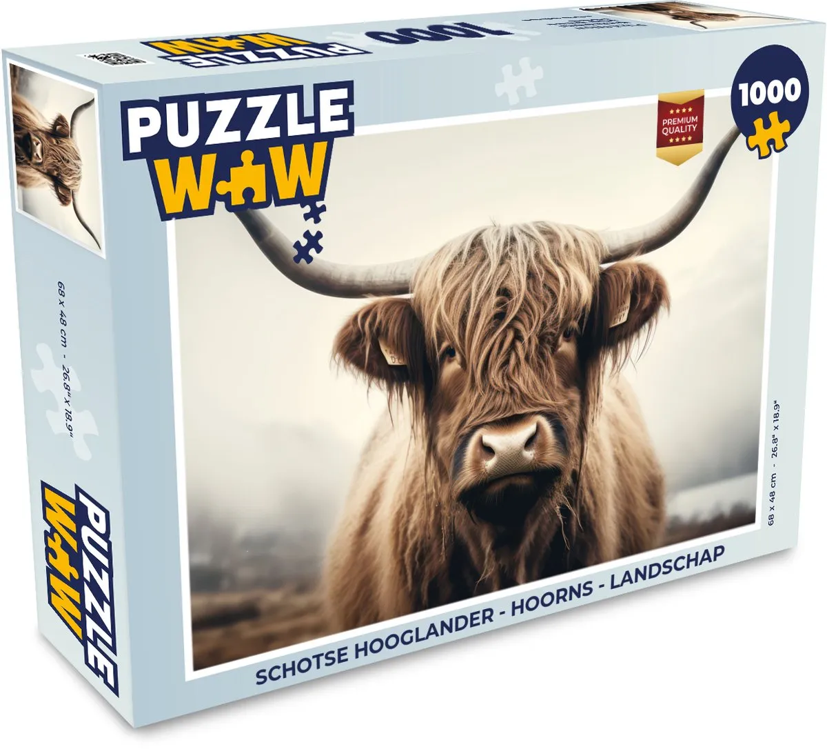 PuzzleWow Schotse Hooglander Hoorns Landschap Puzzel - 500 Stuks