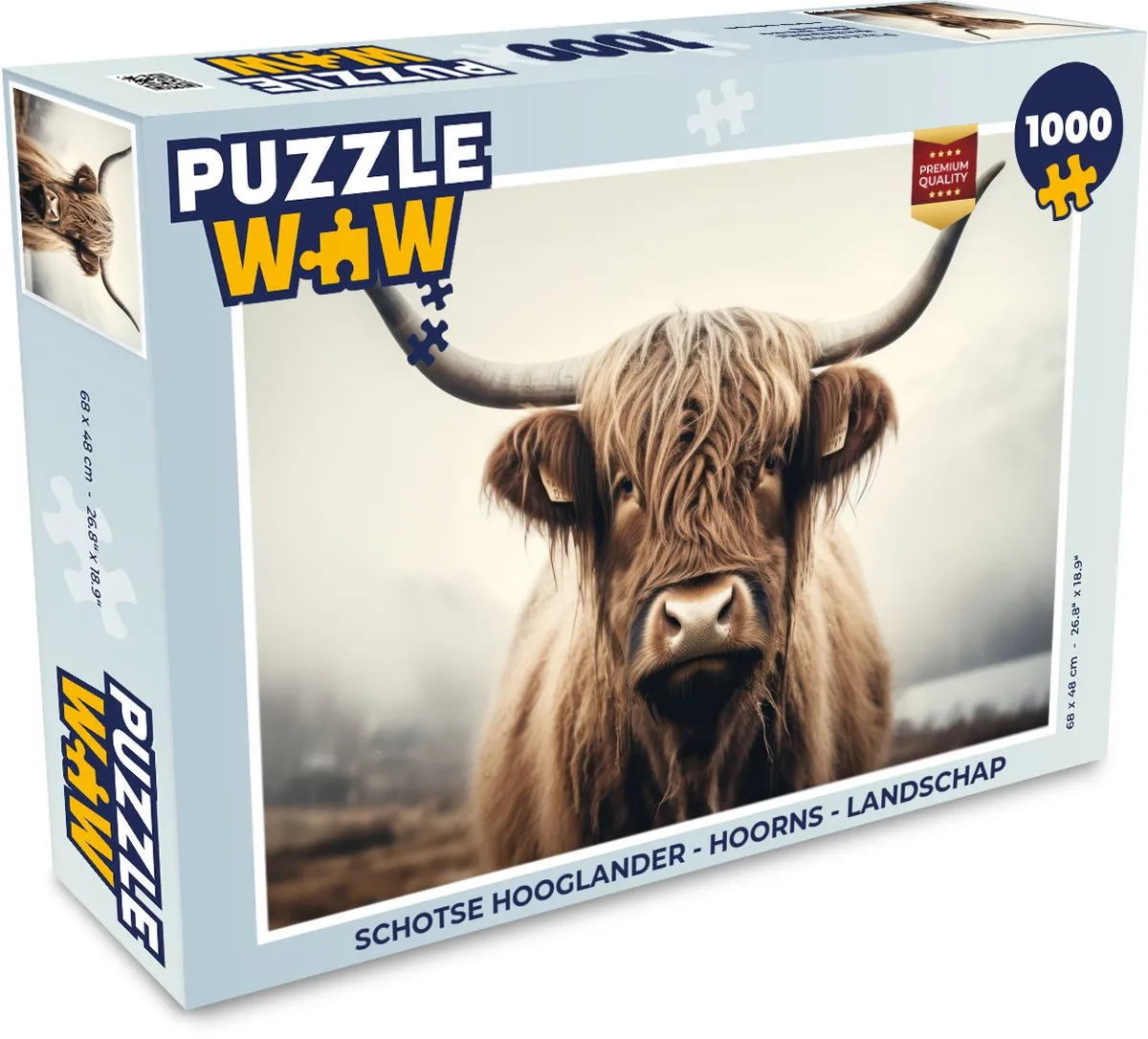 PuzzleWow Schotse Hooglander Hoorns Landschap Puzzel - 500 Stuks
