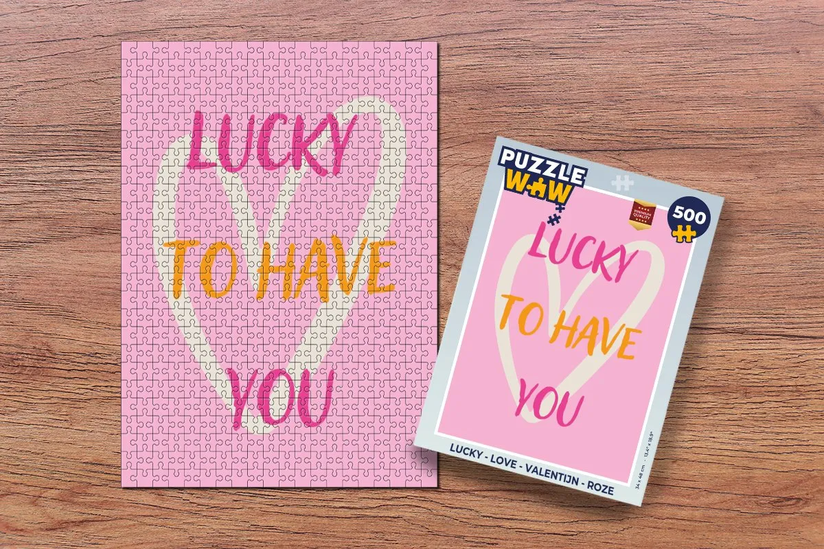 PuzzleWow Legpuzzel 500 Stuks - Lucky to have you Roze