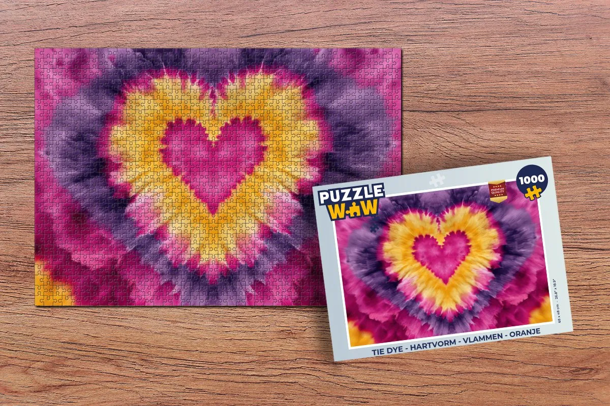 PuzzleWow Tie Dye Hartvorm Legpuzzel 1000 Stuks - Oranje