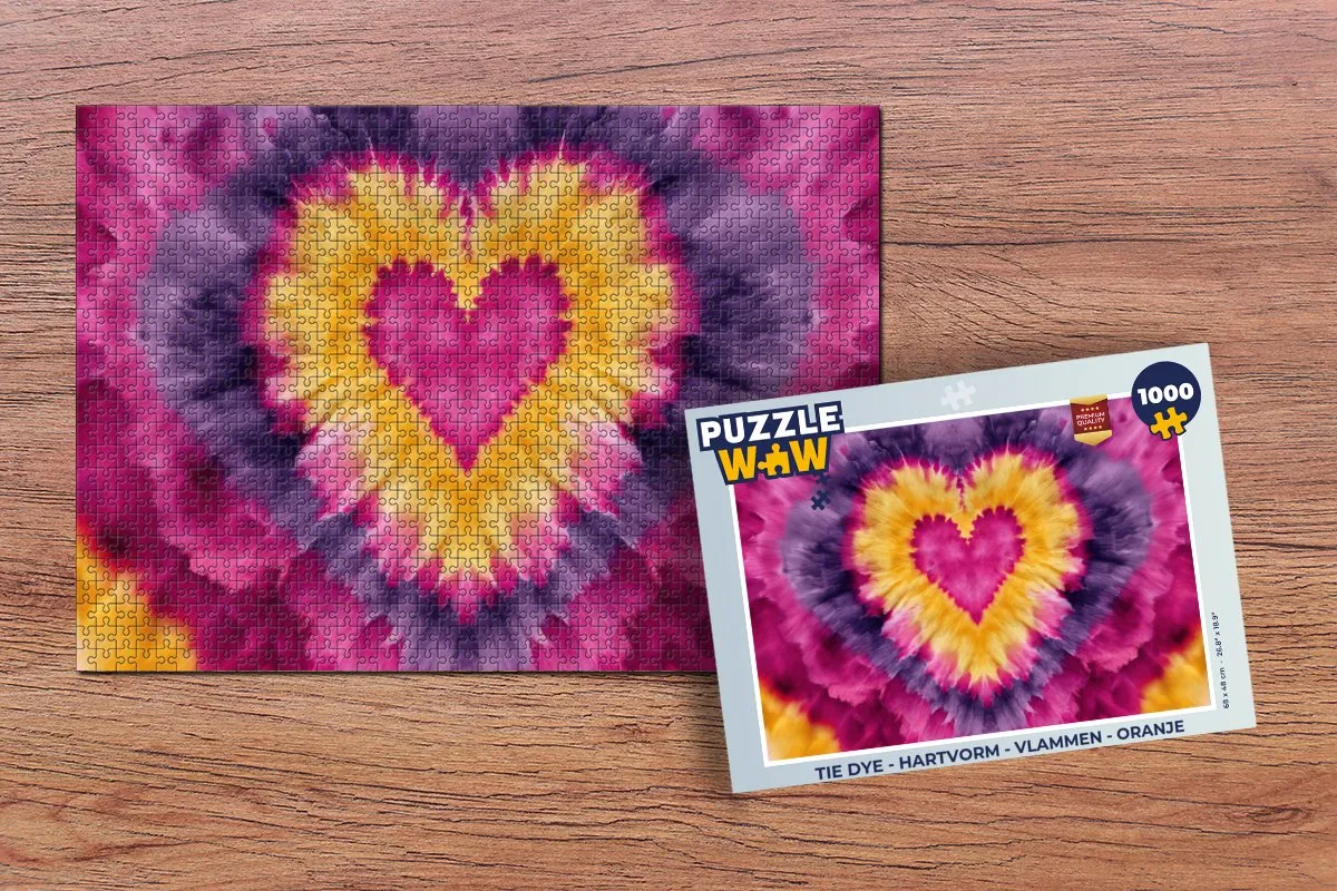 PuzzleWow Tie Dye Hartvorm Legpuzzel 1000 Stuks - Oranje