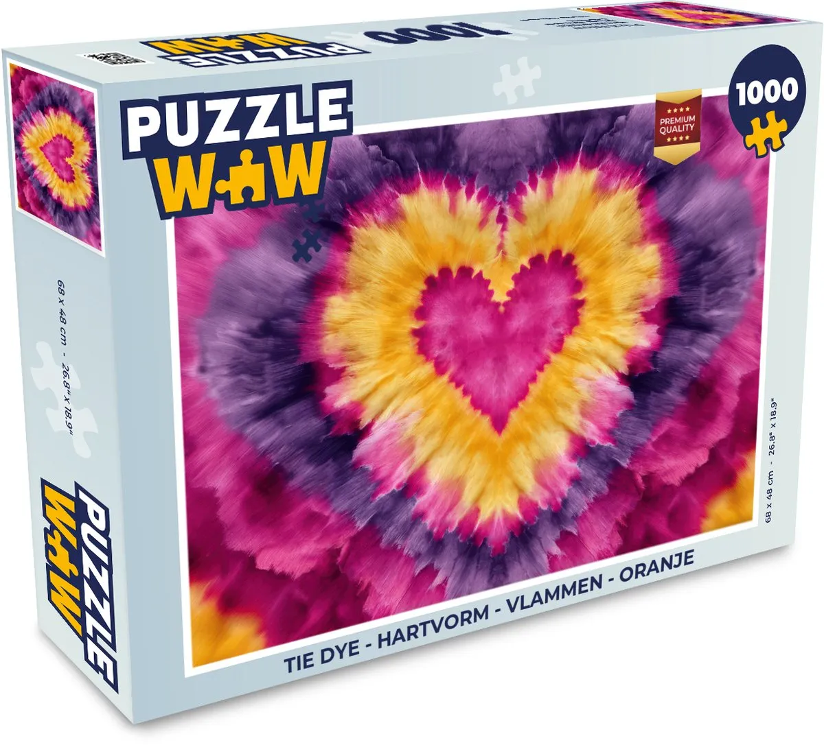 PuzzleWow Tie Dye Hartvorm Legpuzzel 1000 Stuks - Oranje