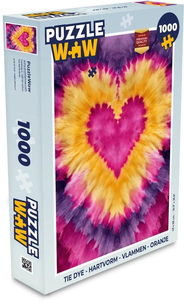 PuzzleWow Tie Dye Hartvorm Legpuzzel 1000 Stuks - Oranje