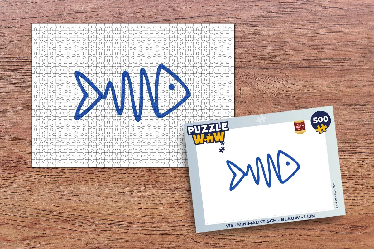 PuzzleWow Vis Minimalistisch Legpuzzel 500 Stuks - Blauw