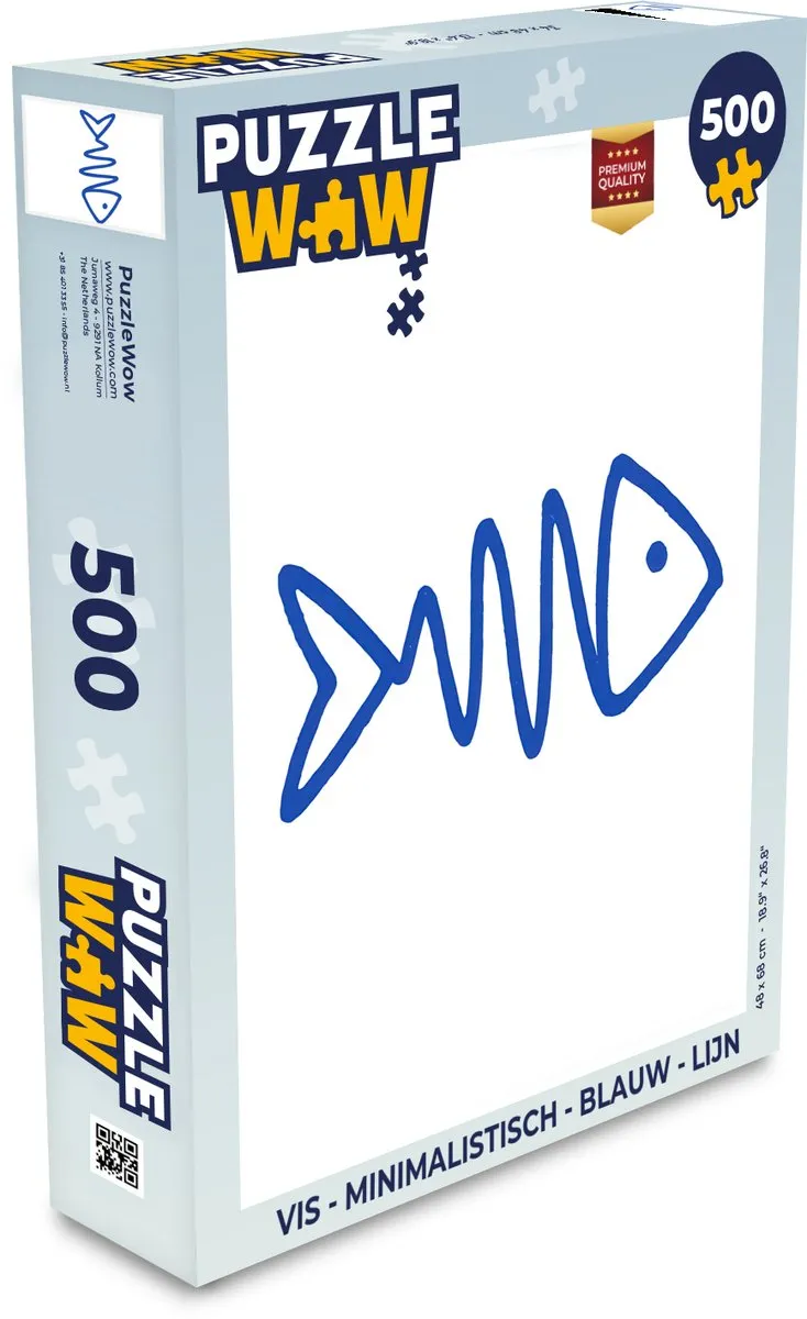 PuzzleWow Vis Minimalistisch Legpuzzel 500 Stuks - Blauw