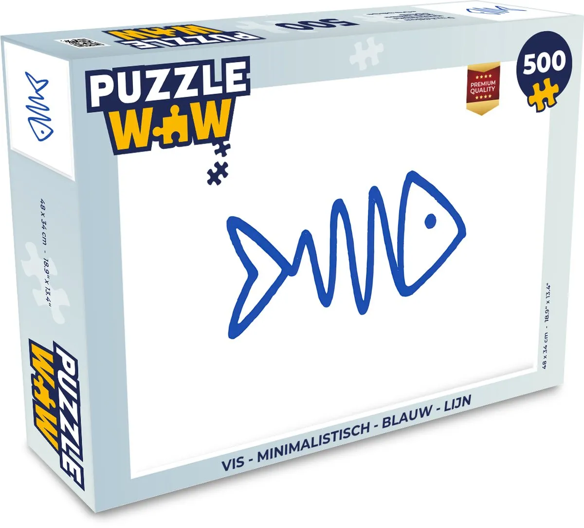 PuzzleWow Vis Minimalistisch Legpuzzel 500 Stuks - Blauw