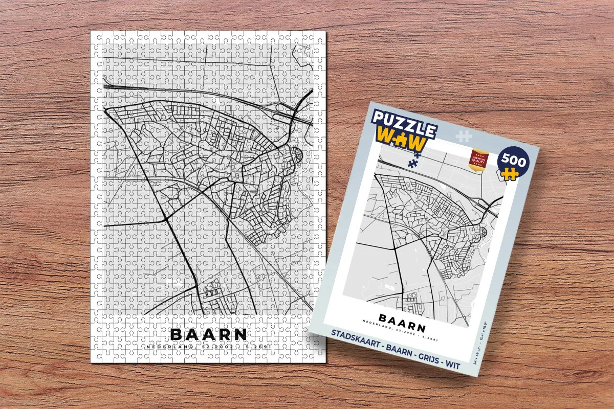 PuzzleWow Stadskaart Baarn Legpuzzel 500 Stuks - Multicolor