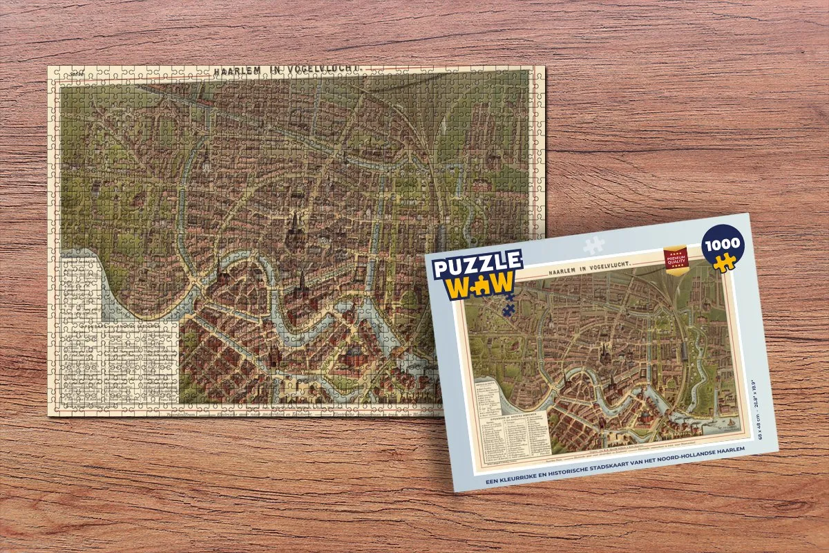 PuzzleWow Haarlem Antiek Stadskaart Legpuzzel 1000 Stuks