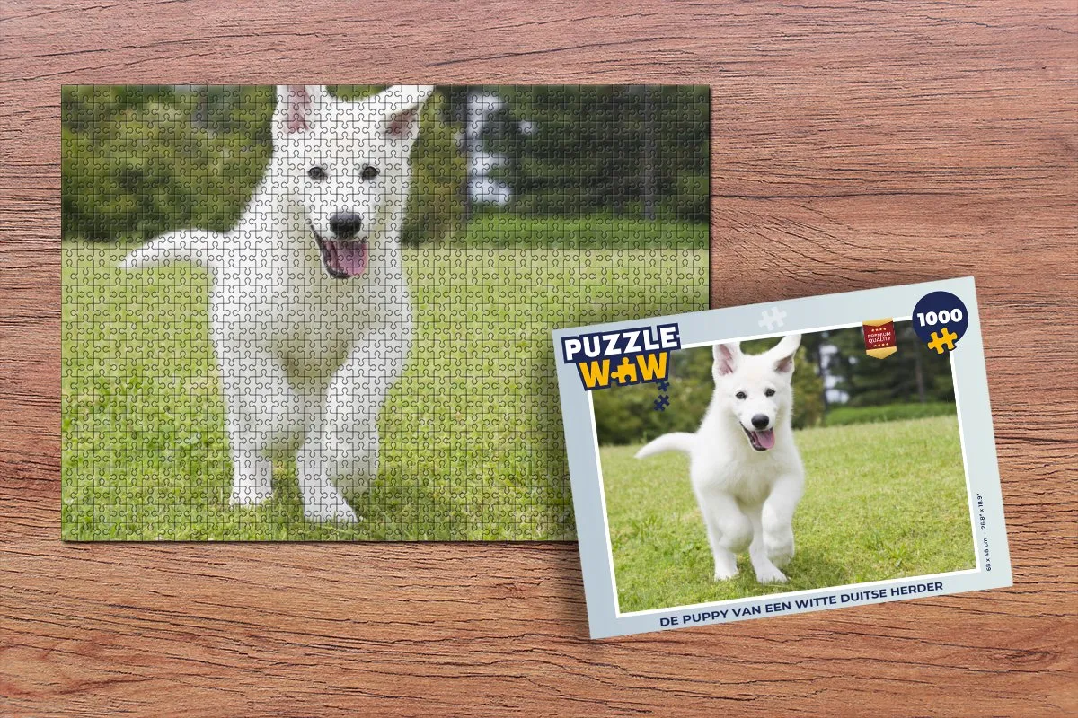 PuzzleWow Legpuzzel De Puppy van een Witte Duitse Herder 1000 Stuks - Multicolor