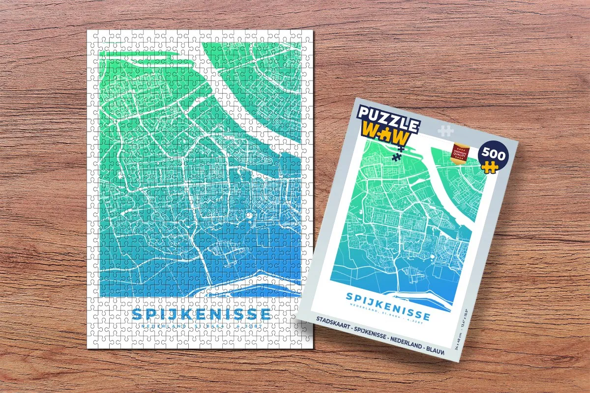 PuzzleWow Stadskaart Spijkenisse Nederland Legpuzzel 500 Stuks - Multicolor