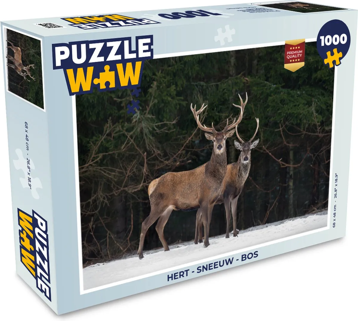 PuzzleWow Hert Sneeuw Bos Legpuzzel 1000 Stuks
