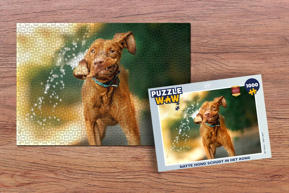 PuzzleWow Hond Water Legpuzzel 1000 Stuks - Multicolor