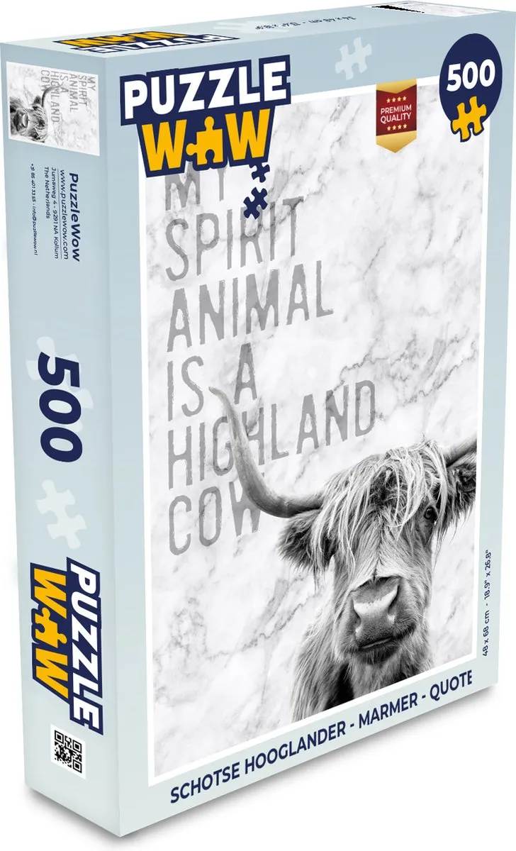 PuzzleWow Schotse Hooglander Legpuzzel 500 Stuks - Multicolor