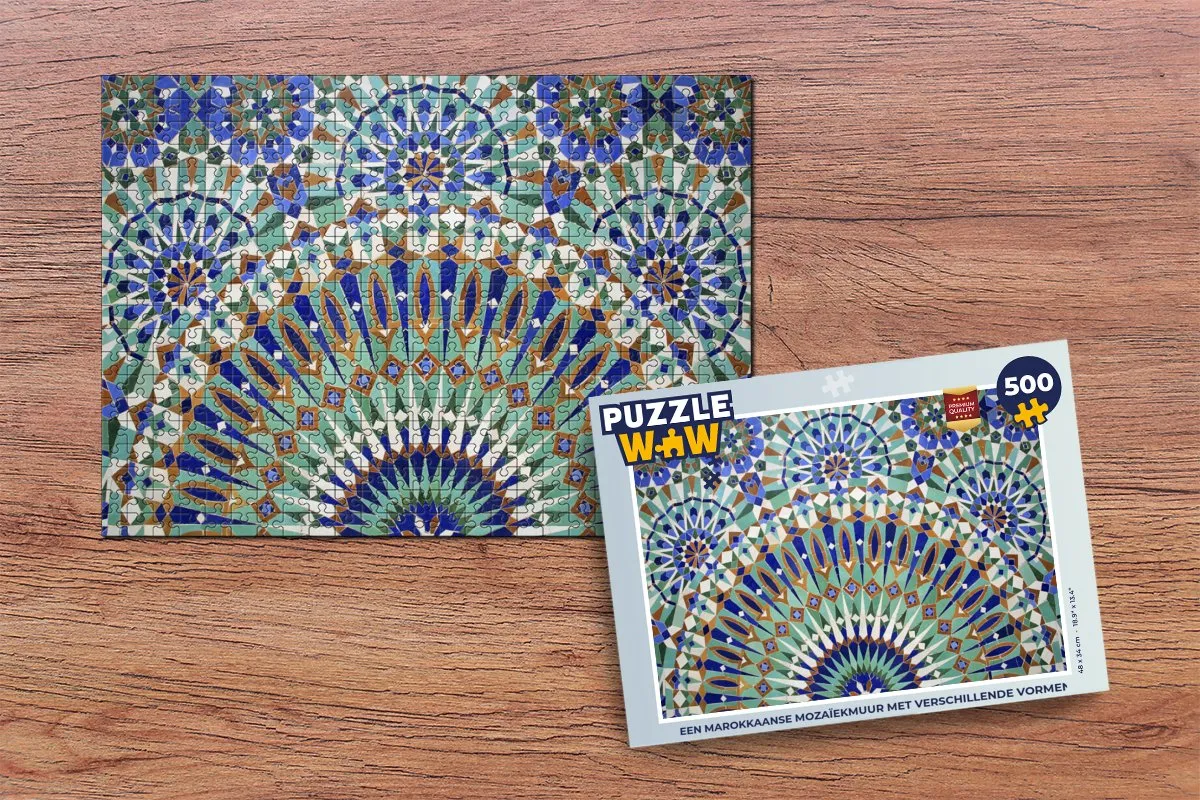 PuzzleWow Legpuzzel Marokkaanse Mozaïekmuur 500 Stuks - Multicolor