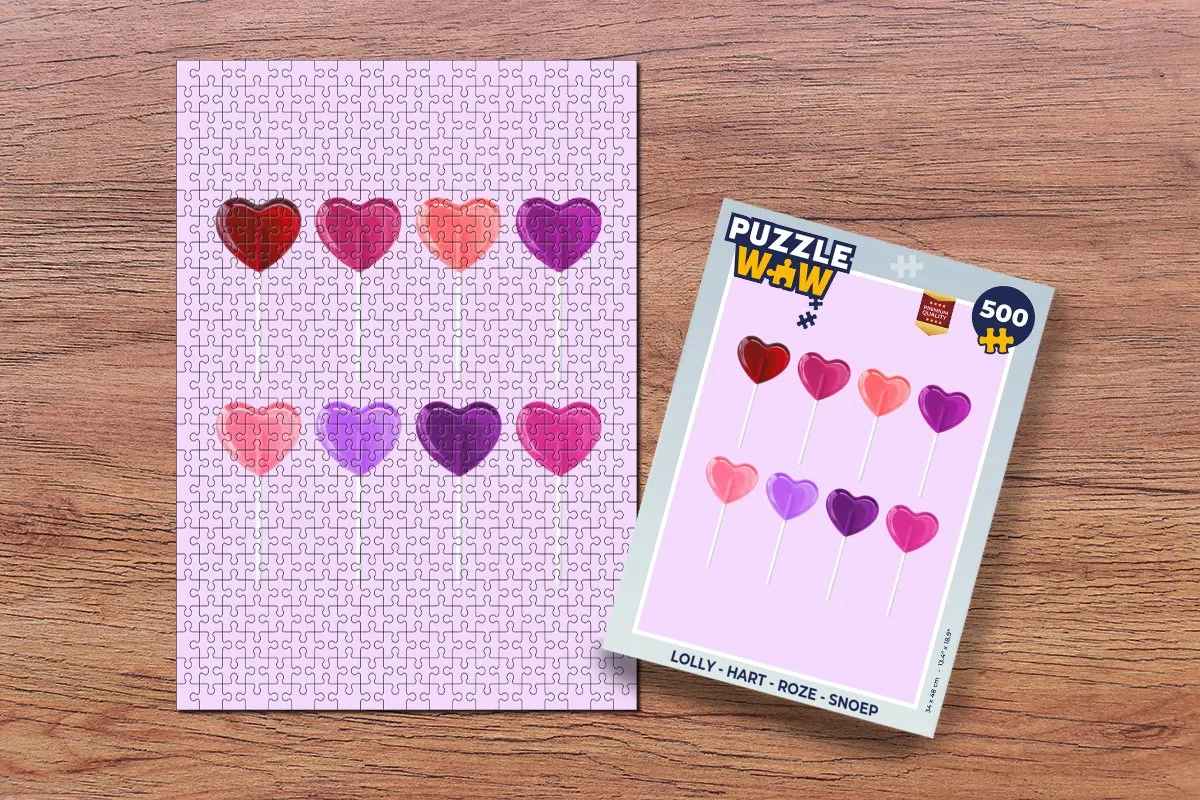 PuzzleWow Lolly Hart Legpuzzel 500 Stuks - Roze
