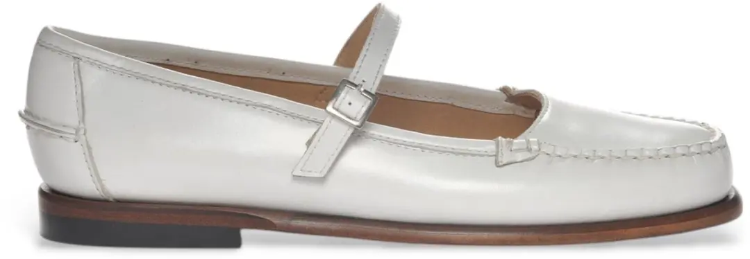 Sebago Witte Pop Leren Ballerina's