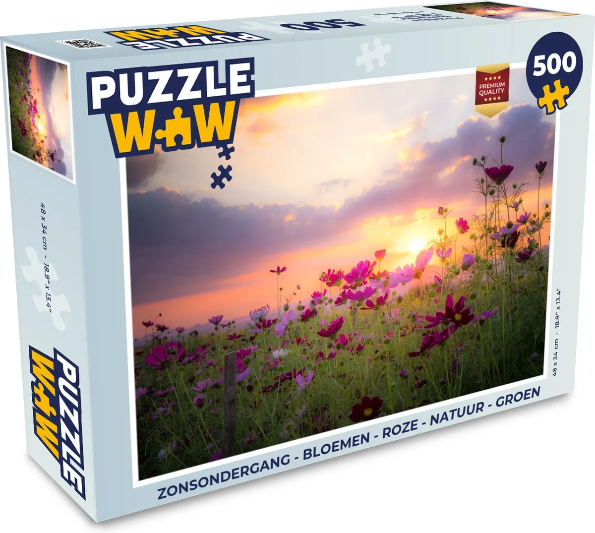 PuzzleWow Zonsondergang Bloemen Legpuzzel 500 Stuks