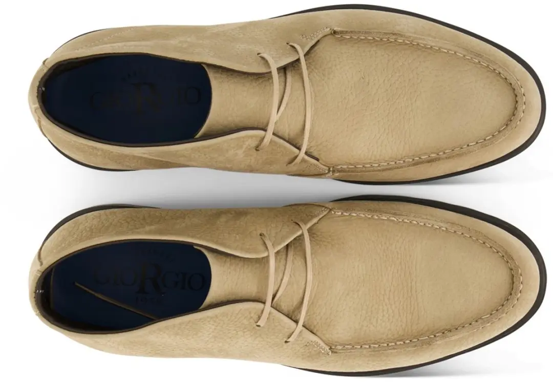 Giorgio hoge leren boots beige met donkere zool