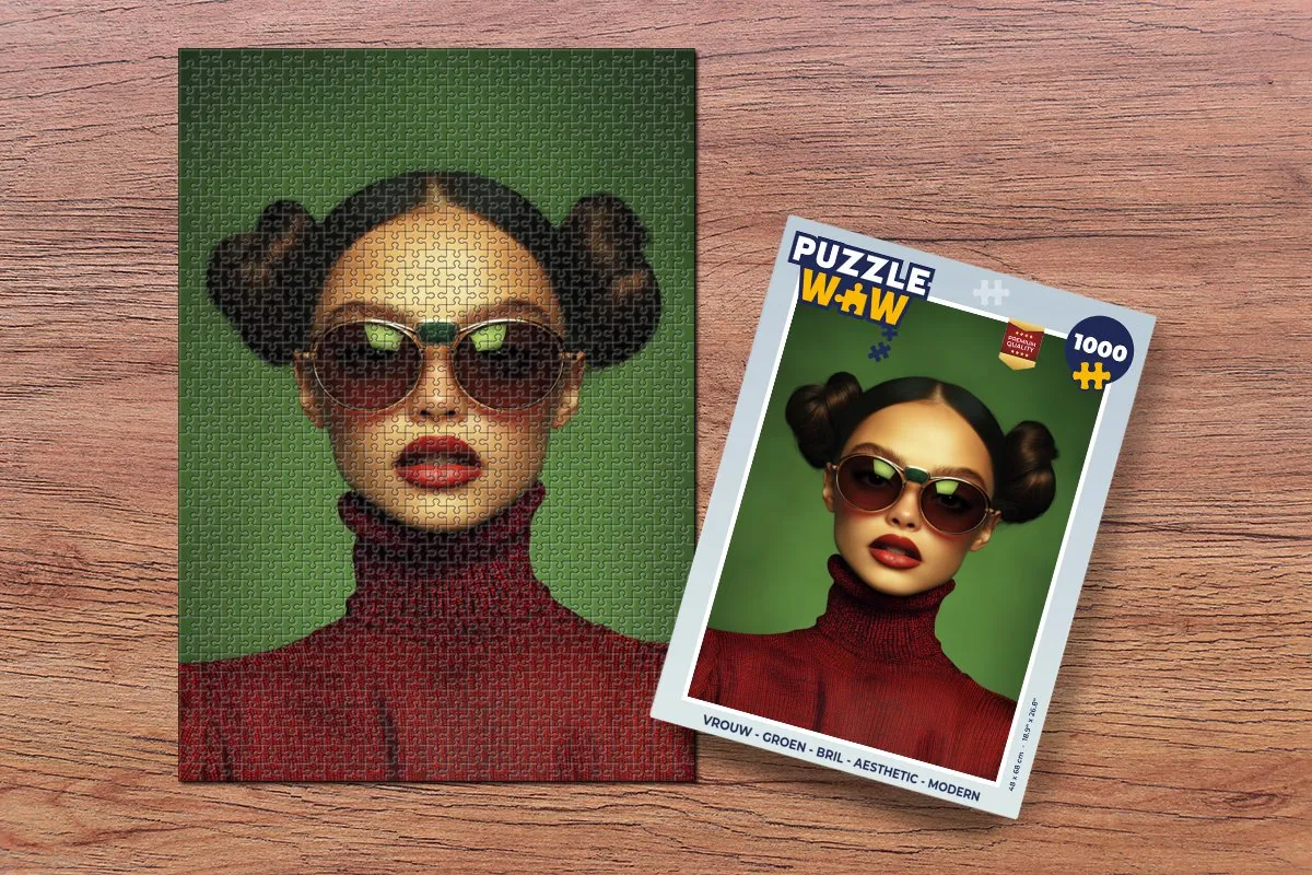 PuzzleWow Legpuzzel Vrouw Groen 1000 Stuks - Aesthetic
