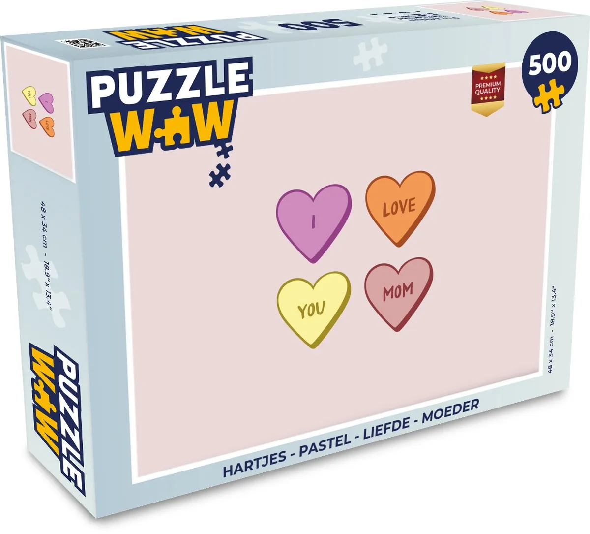 PuzzleWow Hartjes Pastel Legpuzzel 500 Stuks