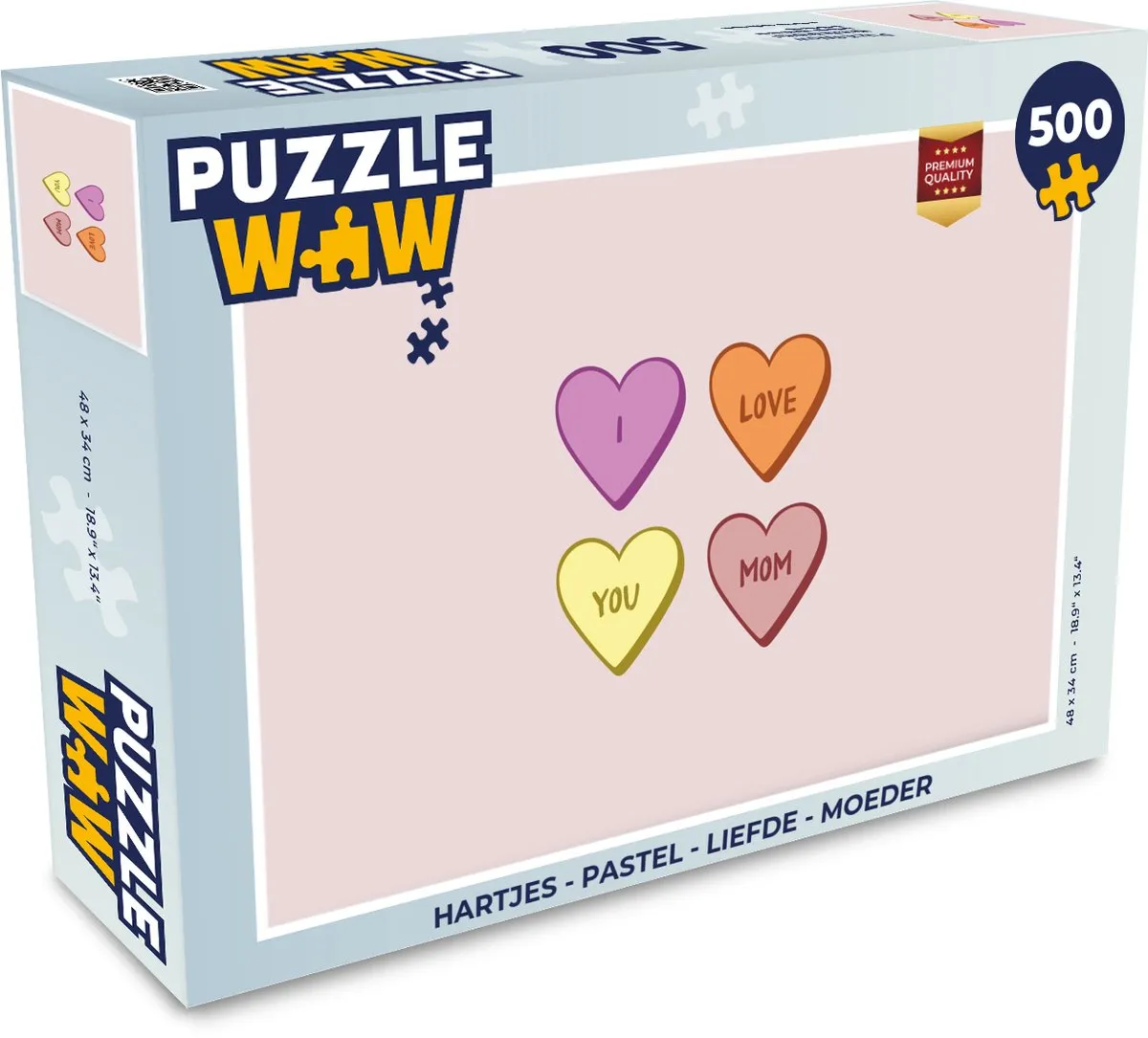 PuzzleWow Hartjes Pastel Legpuzzel 500 Stuks - MPN 8721179515059