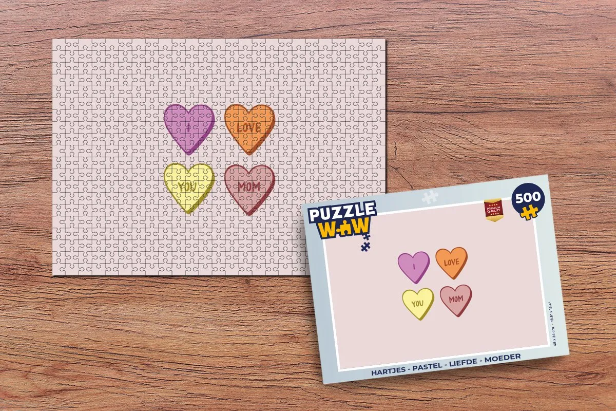 PuzzleWow Hartjes Pastel Legpuzzel 500 Stuks - MPN 8721179515059