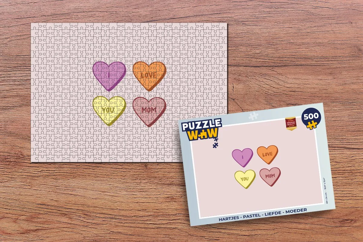 PuzzleWow Hartjes Pastel Legpuzzel 500 Stuks - MPN 8721179515059