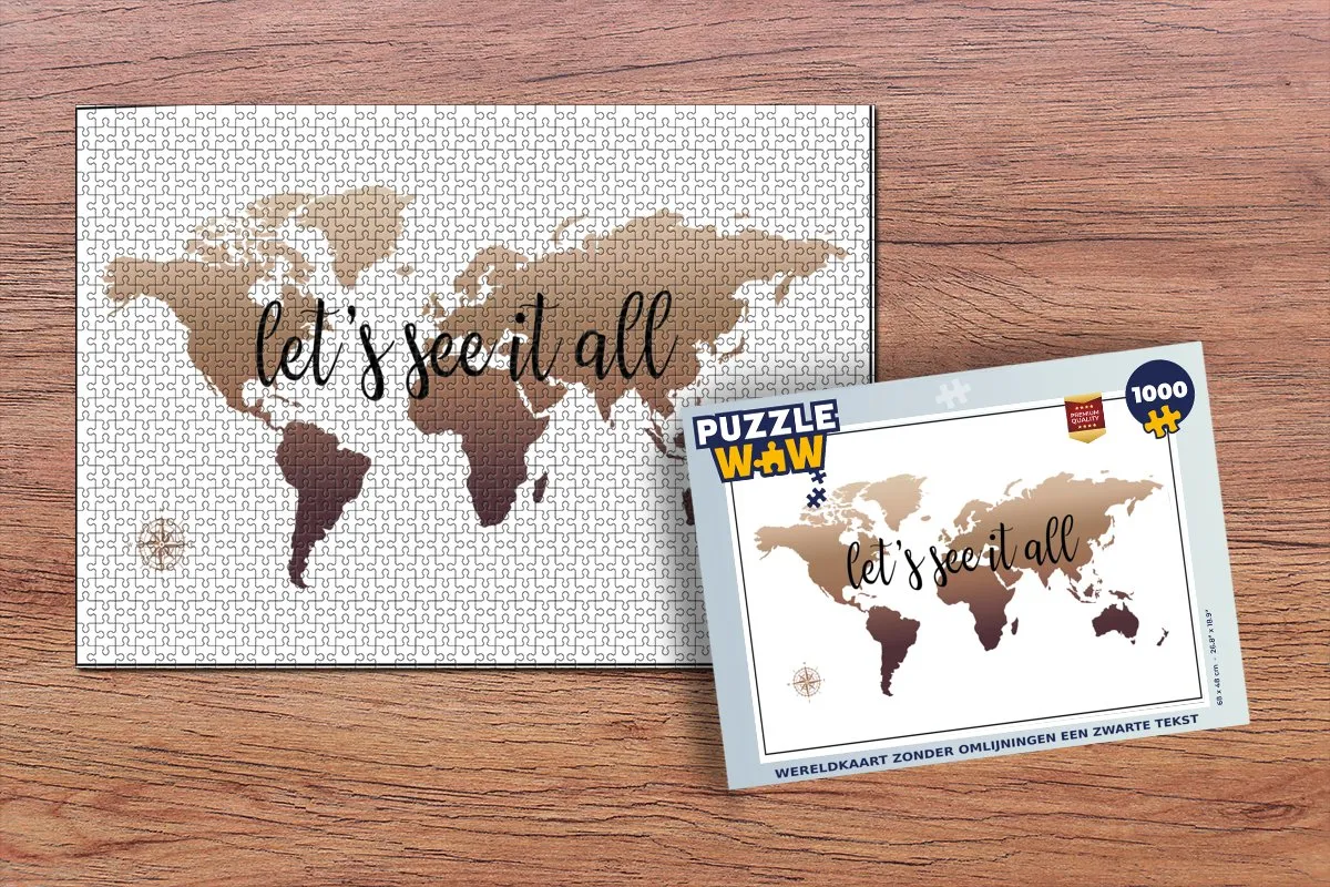 PuzzleWow Wereldkaart Legpuzzel 1000 Stuks - Multicolor