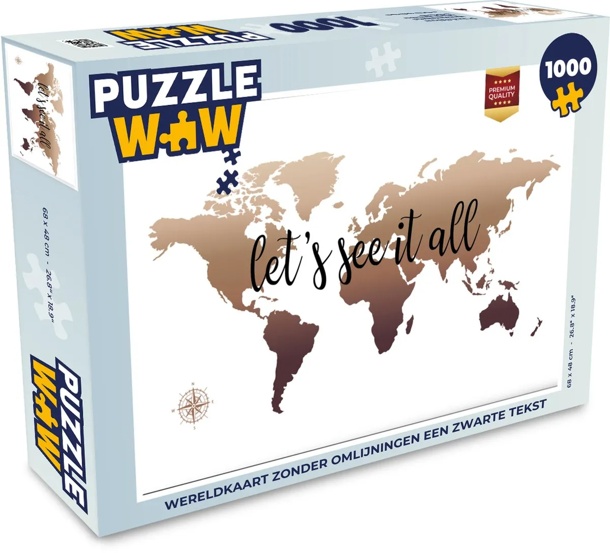 PuzzleWow Wereldkaart Legpuzzel 1000 Stuks - Multicolor